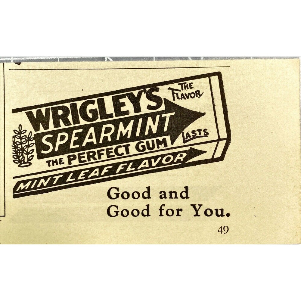 Wrigley's Spearmint the Perfect Gum "Good and Good for You" VTG Print Ad 1931